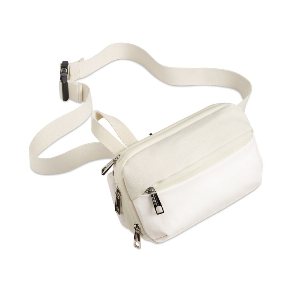 Alfani Men's Mixed-Media Crossbody Bag Tan